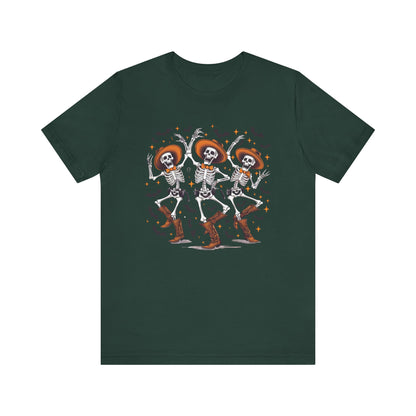 Dancing Skeleton Cowboy Western Rodeo Halloween Spooky Vibes T-Shirt