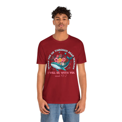 When You Go Through Deep Waters Shirt – Isaiah 43:2 Groovy Christian Faith Tee