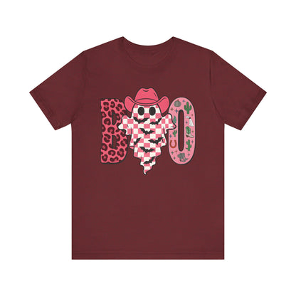 Pink BOO Shirt – Western Ghost Cowgirl Hat Halloween Tee