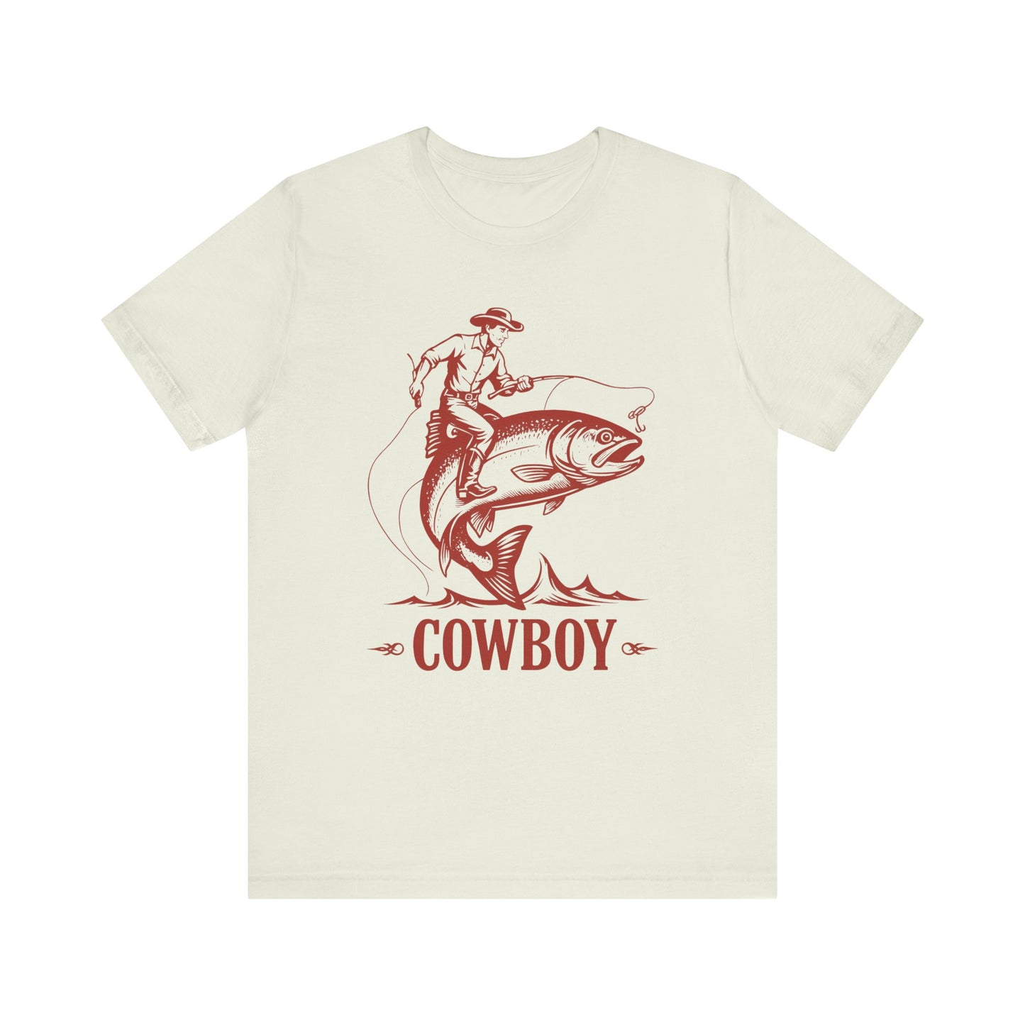 Cowboy Riding a Giant Fish Shirt – Vintage Western Fishing Rodeo Tee