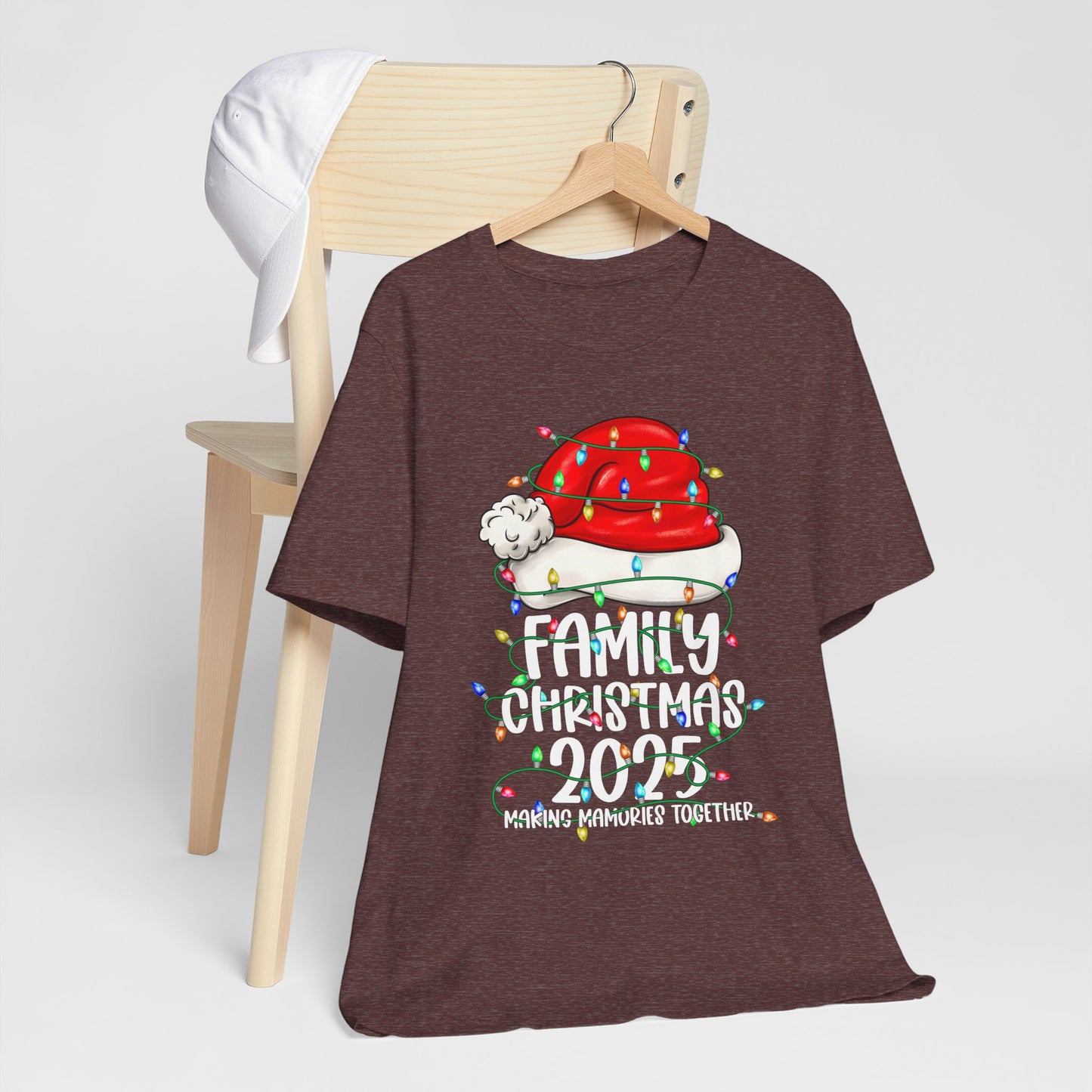Family Christmas 2025 Shirt – Santa Hat & String Lights Matching Holiday Tee