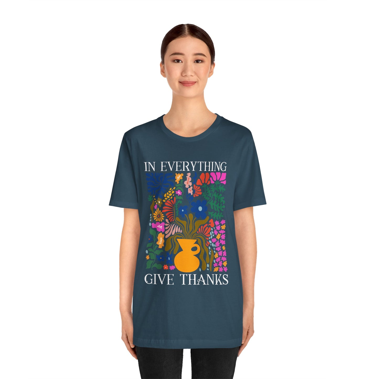 In Everything Give Thanks Shirt – Christian Boho Floral 1 Thessalonians 5:18 Tee