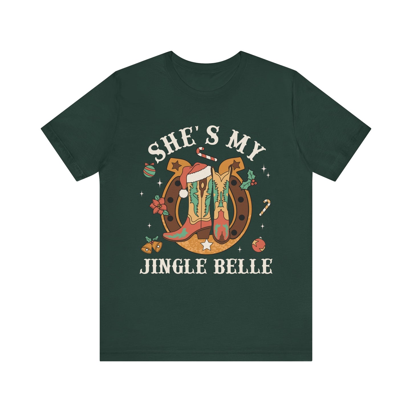 She’s My Jingle Bell Shirt – Cute Western Cowboy Cowgirl Matching Christmas Tee