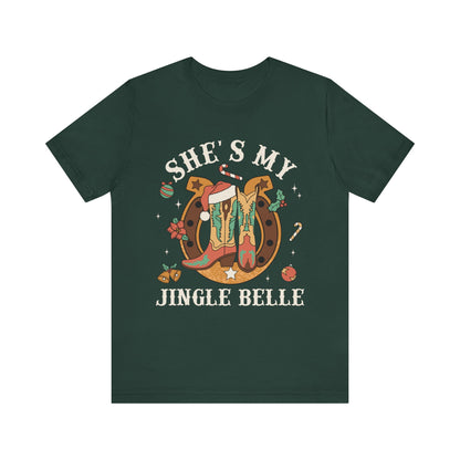 She’s My Jingle Bell Shirt – Cute Western Cowboy Cowgirl Matching Christmas Tee