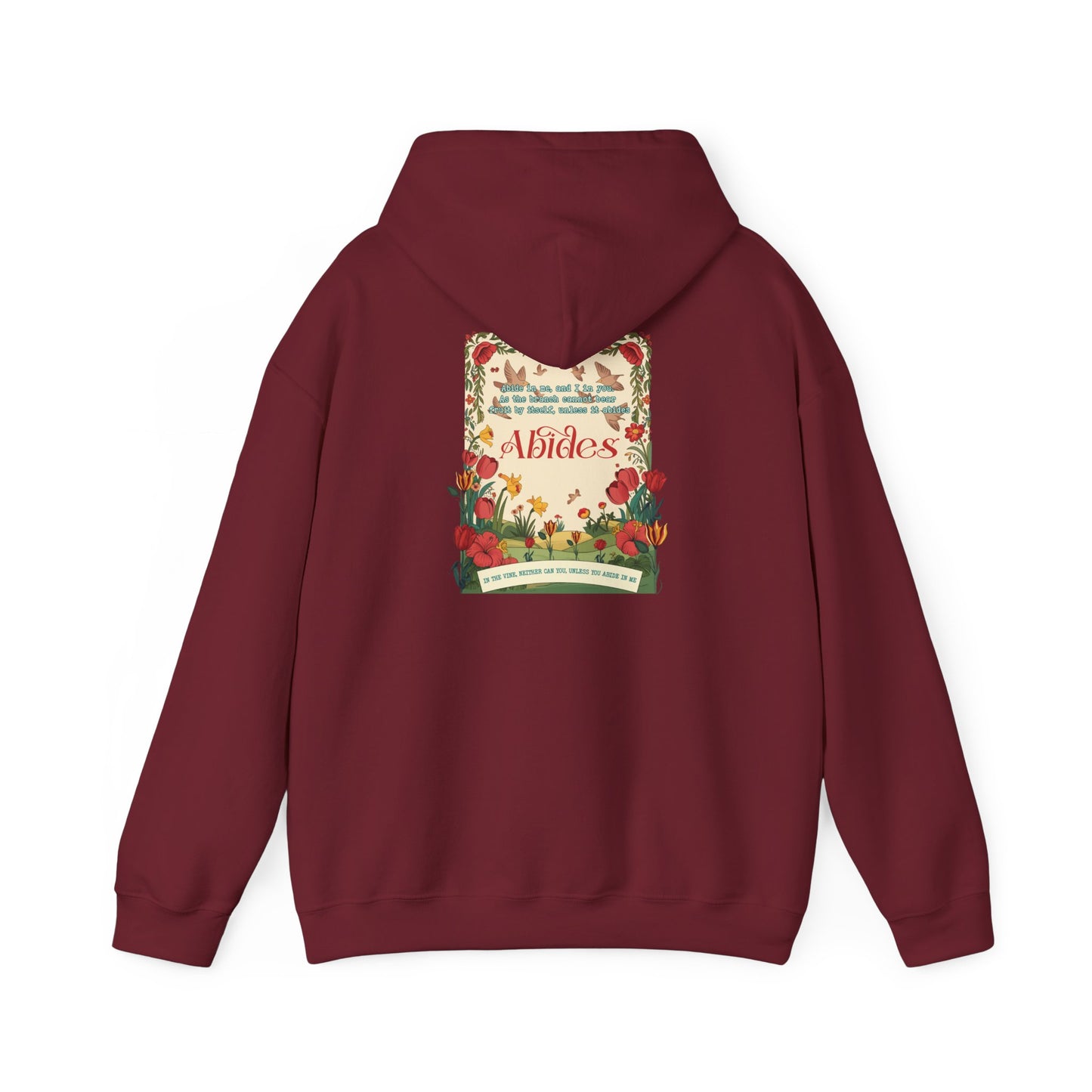 Abide in Me Hoodie – Faithful Blooms Bible Scripture Christian Pullover