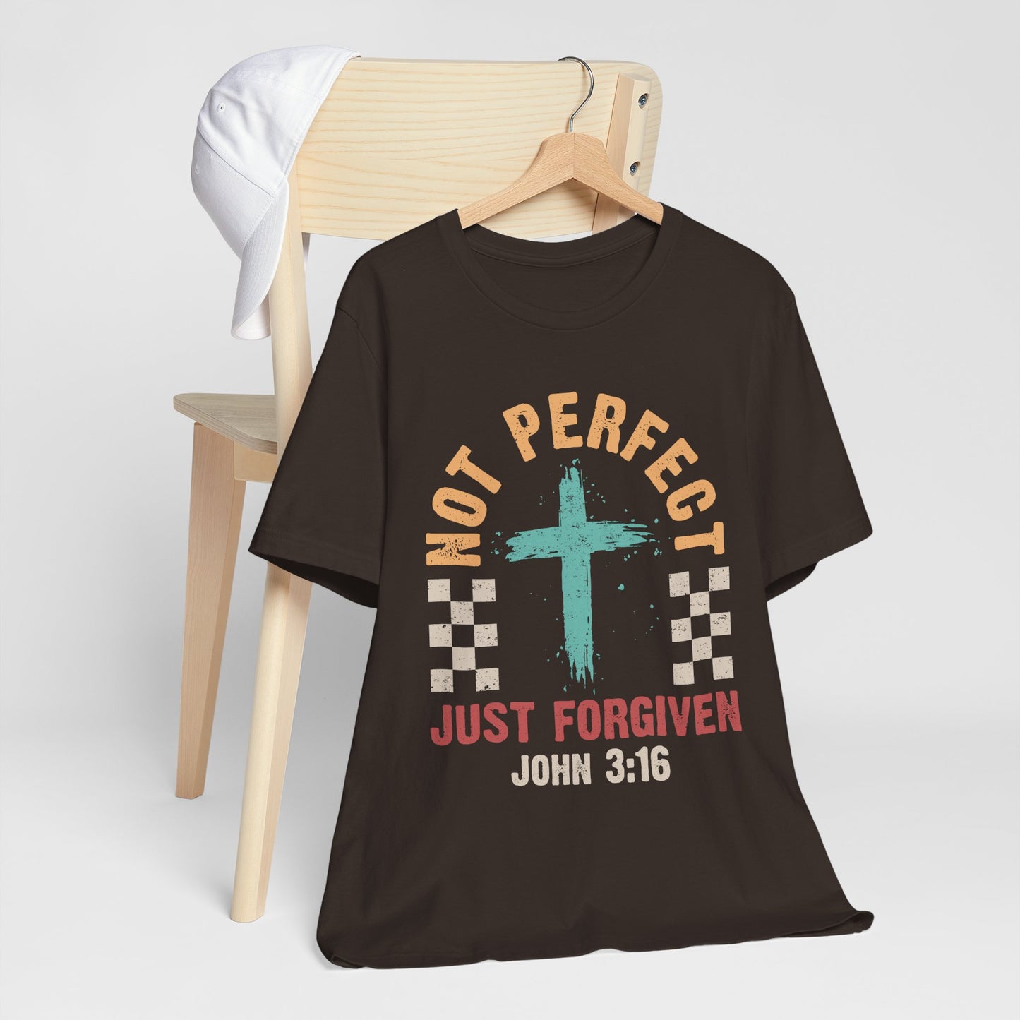 Not Perfect Just Forgiven Shirt – Christian John 3:16 Cross Grace Faith Tee
