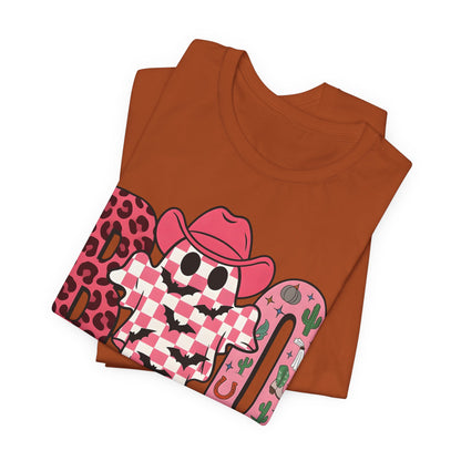 Pink BOO Shirt – Western Ghost Cowgirl Hat Halloween Tee