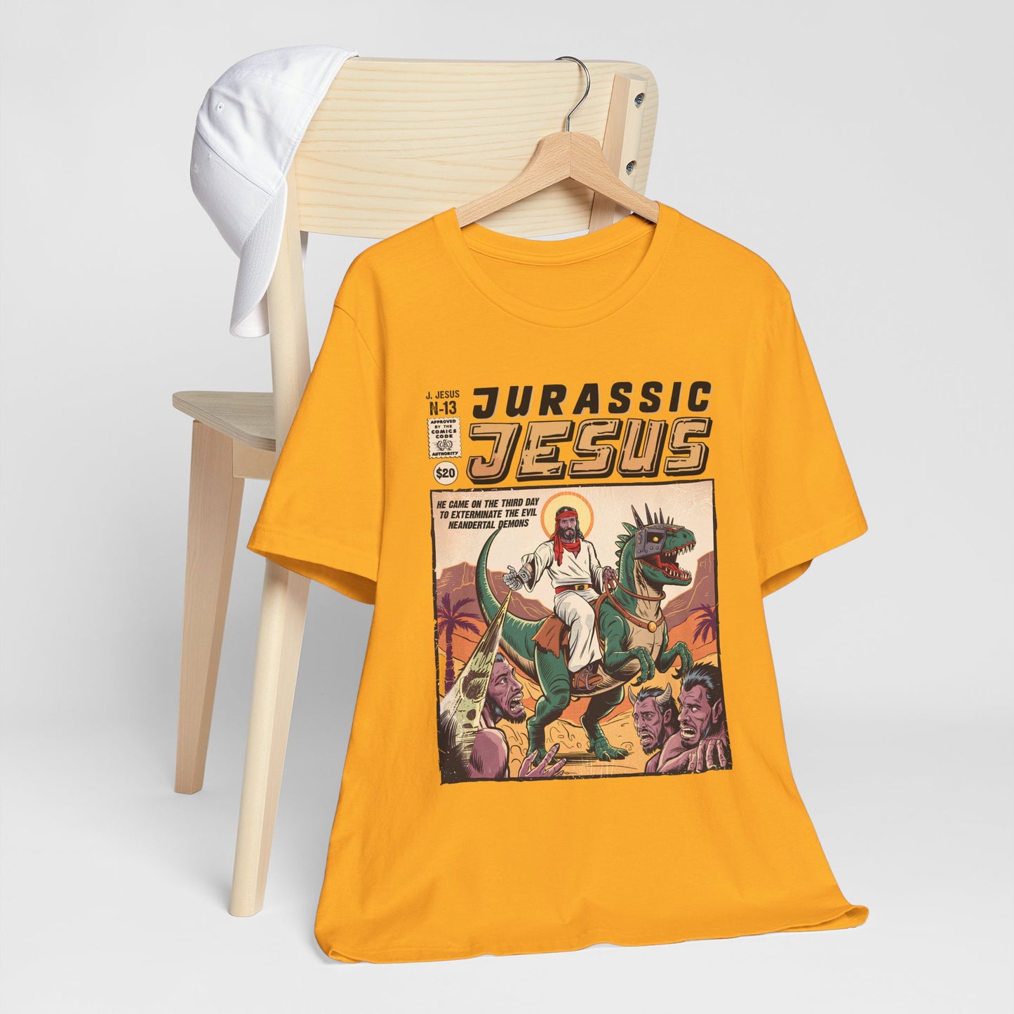 Jurassic Jesus Shirt – Dino-Riding Savior Comic Book Christian Tee