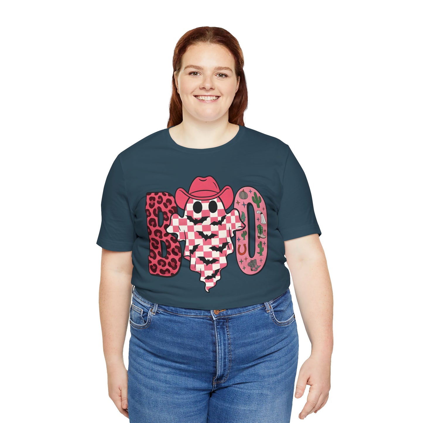 Pink BOO Shirt – Western Ghost Cowgirl Hat Halloween Tee
