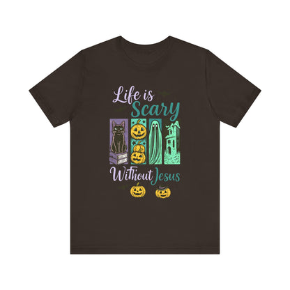 Life Is Scary Without Jesus Shirt – Christian Retro Halloween Faith Tee