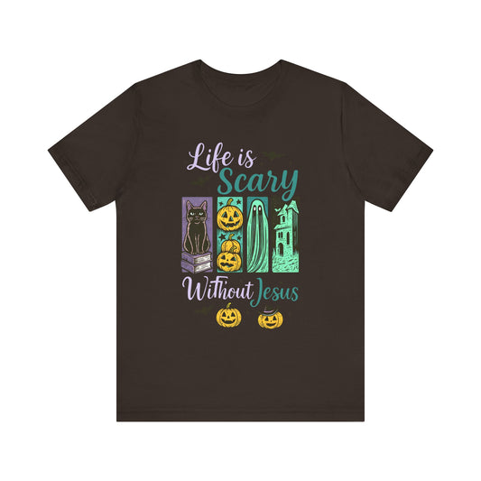 Life Is Scary Without Jesus Shirt – Christian Retro Halloween Faith Tee