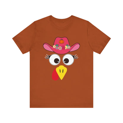 Thanksgiving Matching Couples Shirt Funny Turkey Face Cowboy Cowgirl Tee