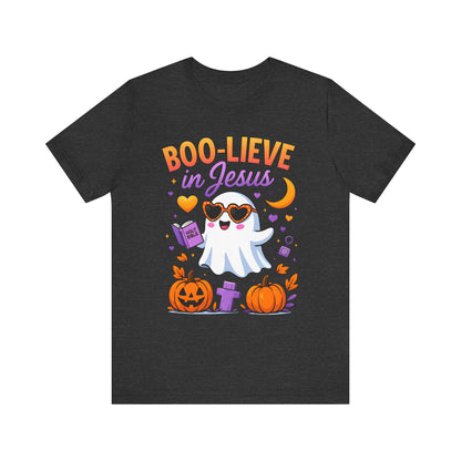 Boo-lieve in Jesus Shirt – Pastel Ghost Funny Christian Halloween Faith Tee