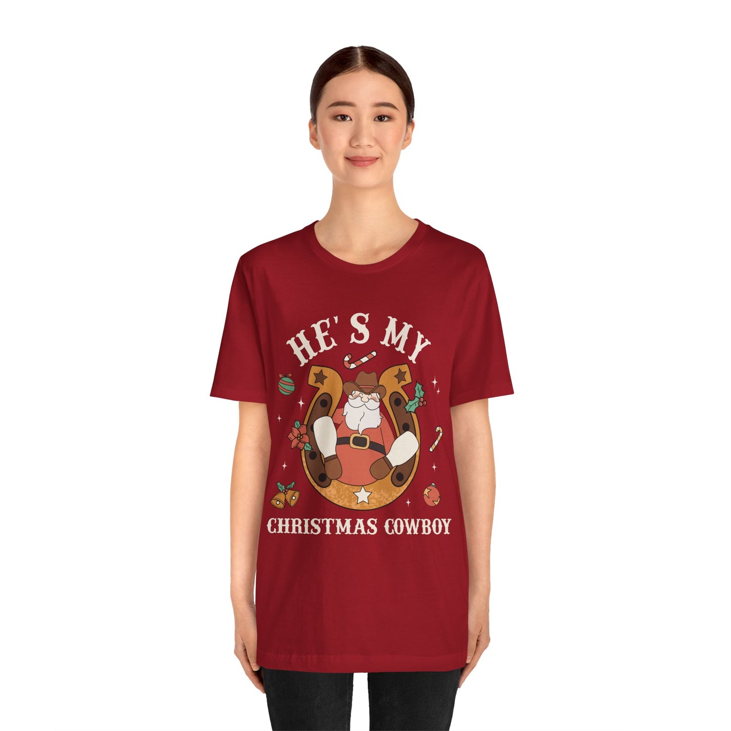 He’s My Christmas Cowboy Shirt – Western Santa Couples Matching Holiday Tee