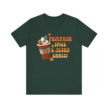 Pumpkin Spice Latte & Jesus Christ Shirt – Groovy Christian Fall Thanksgiving Tee