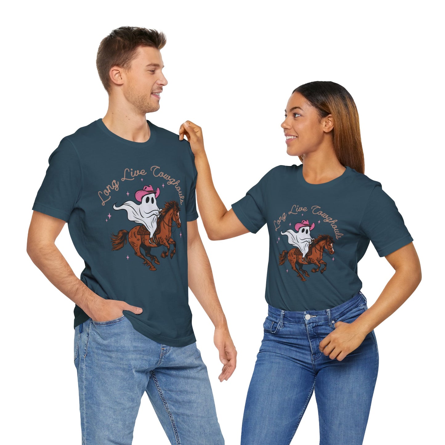 Long Live Cowghouls T-Shirt, Western Ghost Cowgirl Halloween Tee, Spooky Rodeo Shirt