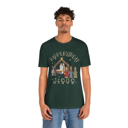 Nativity Happy Birthday Jesus Shirt – Christian Faith-Filled Christmas Tee