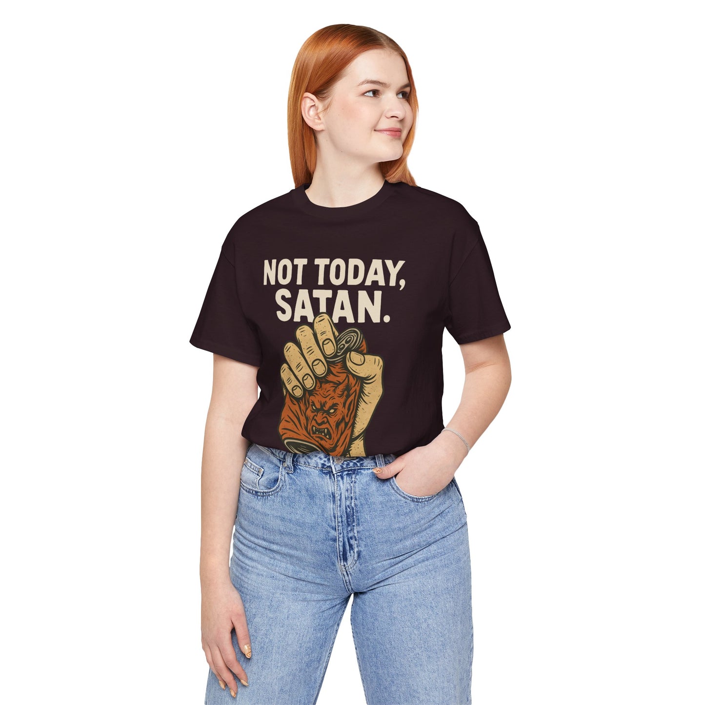 Not Today Satan Shirt – Funny Christian Faith Halloween Anti-Devil Tee