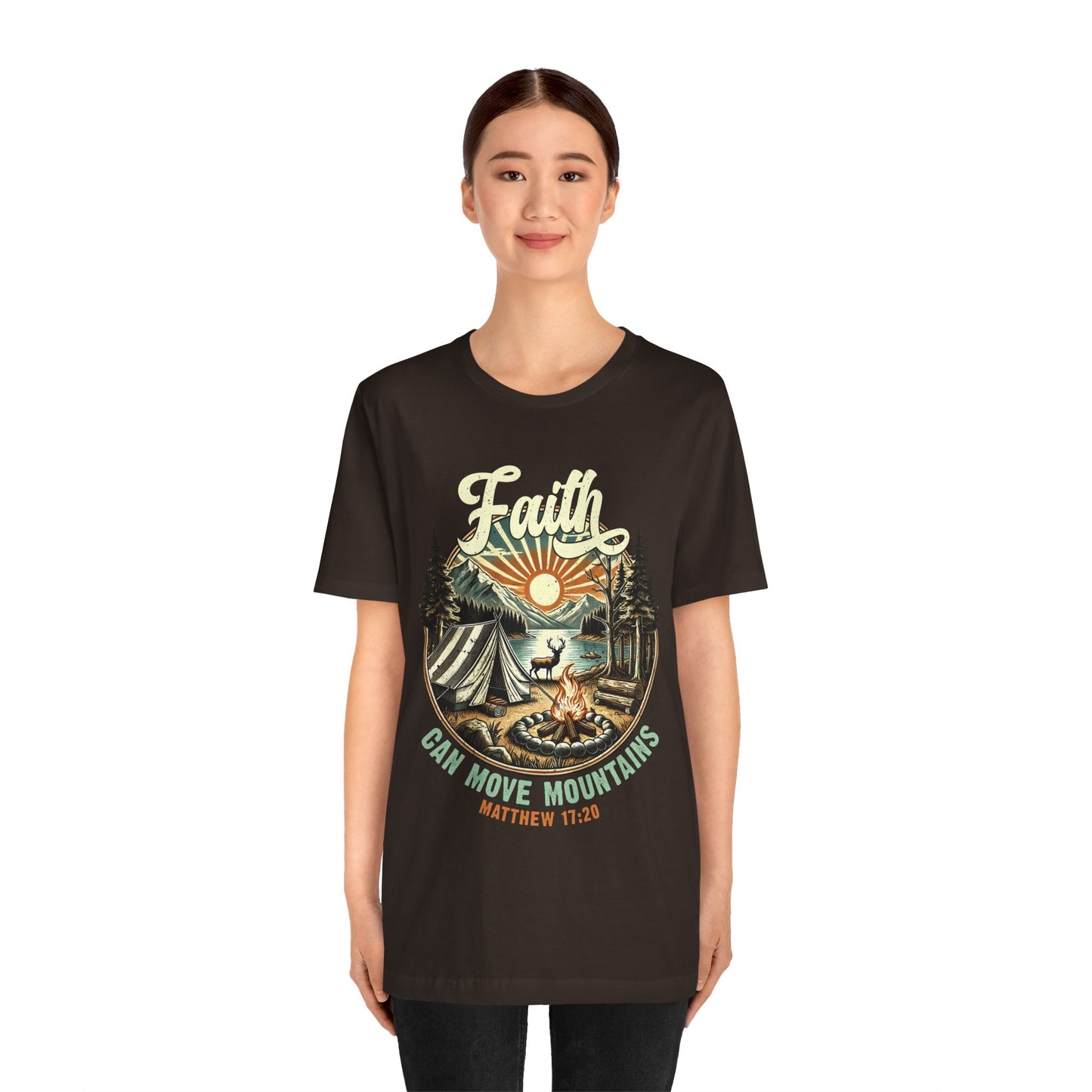 Faith Can Move Mountains Shirt – Matthew 17:20 Retro Christian Jesus Tee