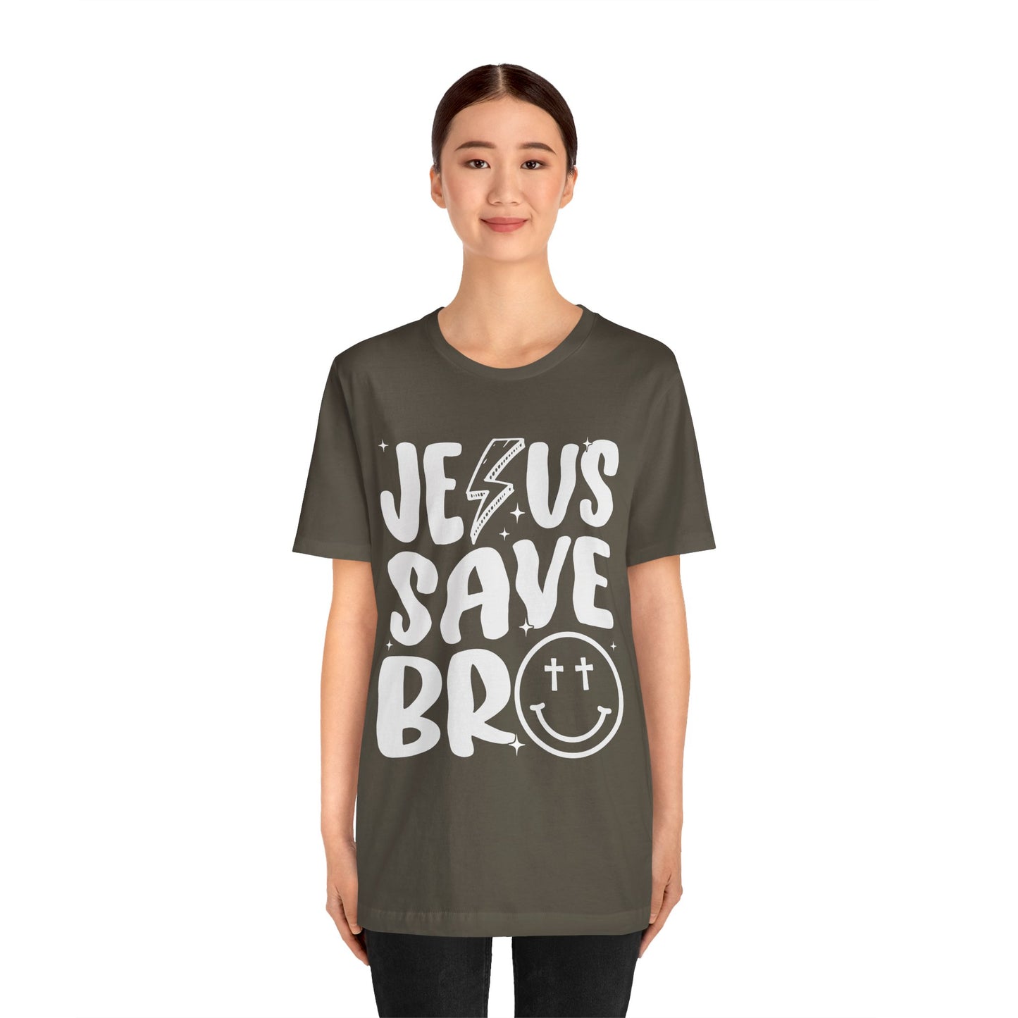 Jesus Saves Bro Shirt – Funny Retro Christian Cross Christmas Faith Tee