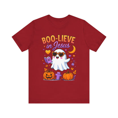 Boo-lieve in Jesus Shirt – Pastel Ghost Funny Christian Halloween Faith Tee