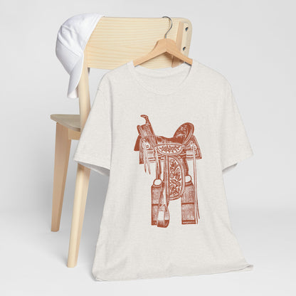 Floral Tooled Saddle Shirt – Western Horse Rodeo Cowgirl Cowboy Tee