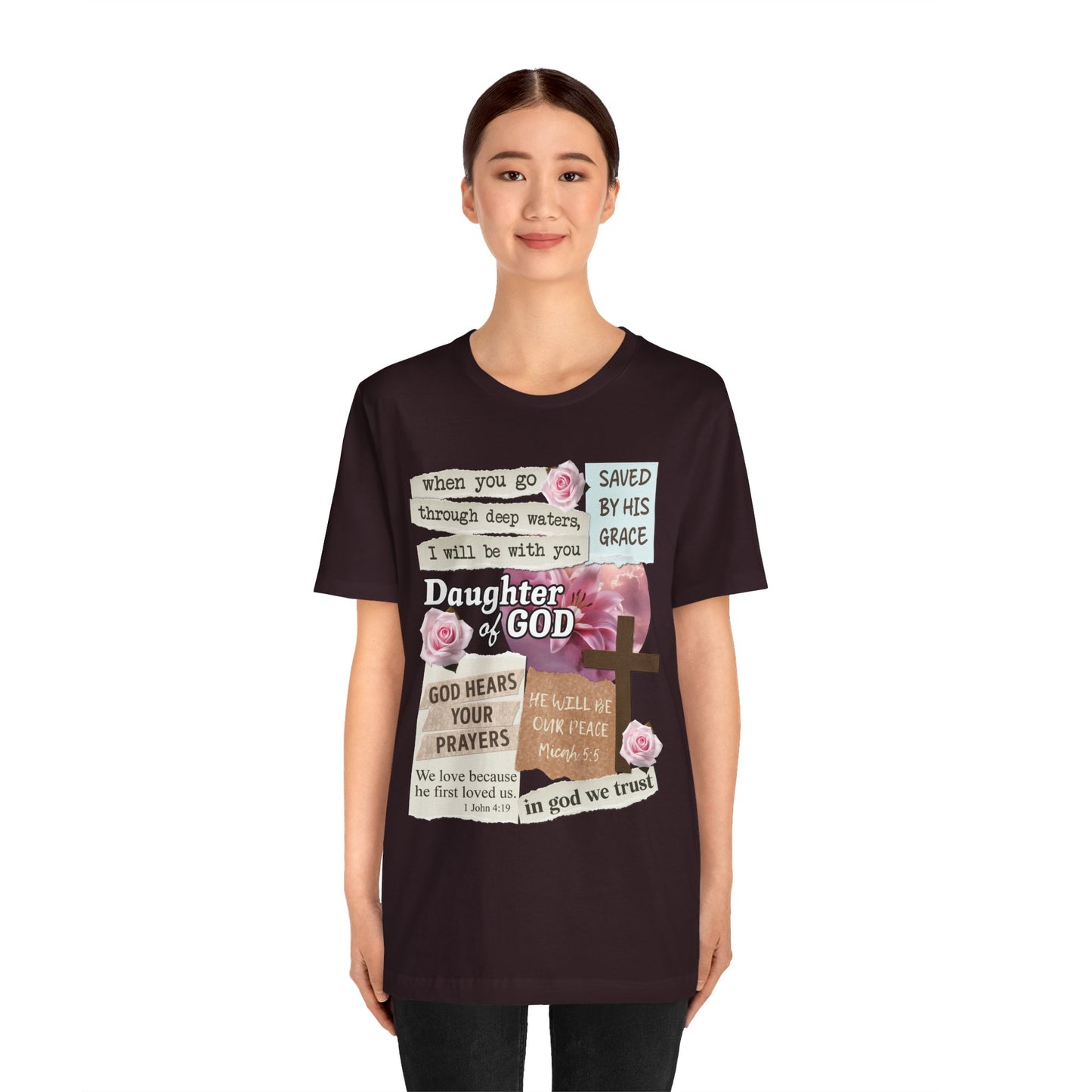Daughter of God Shirt – Christian Floral Bible Verse Encouraging Faith Tee for Women