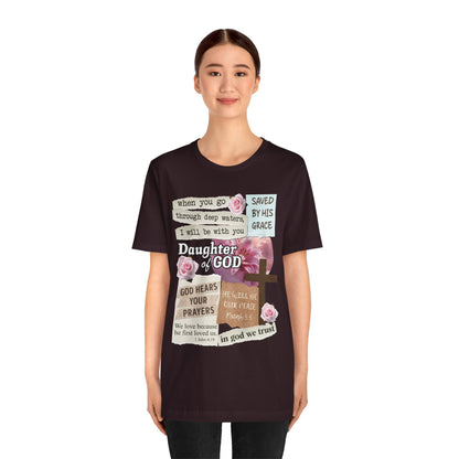 Daughter of God Shirt – Christian Floral Bible Verse Encouraging Faith Tee for Women