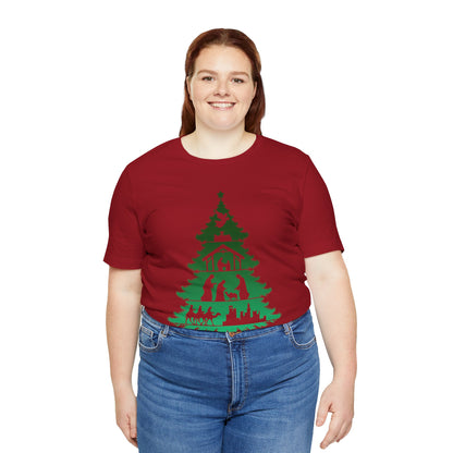 Nativity Christmas Tree Shirt – Christian Faith Holiday Pajama Top Tee