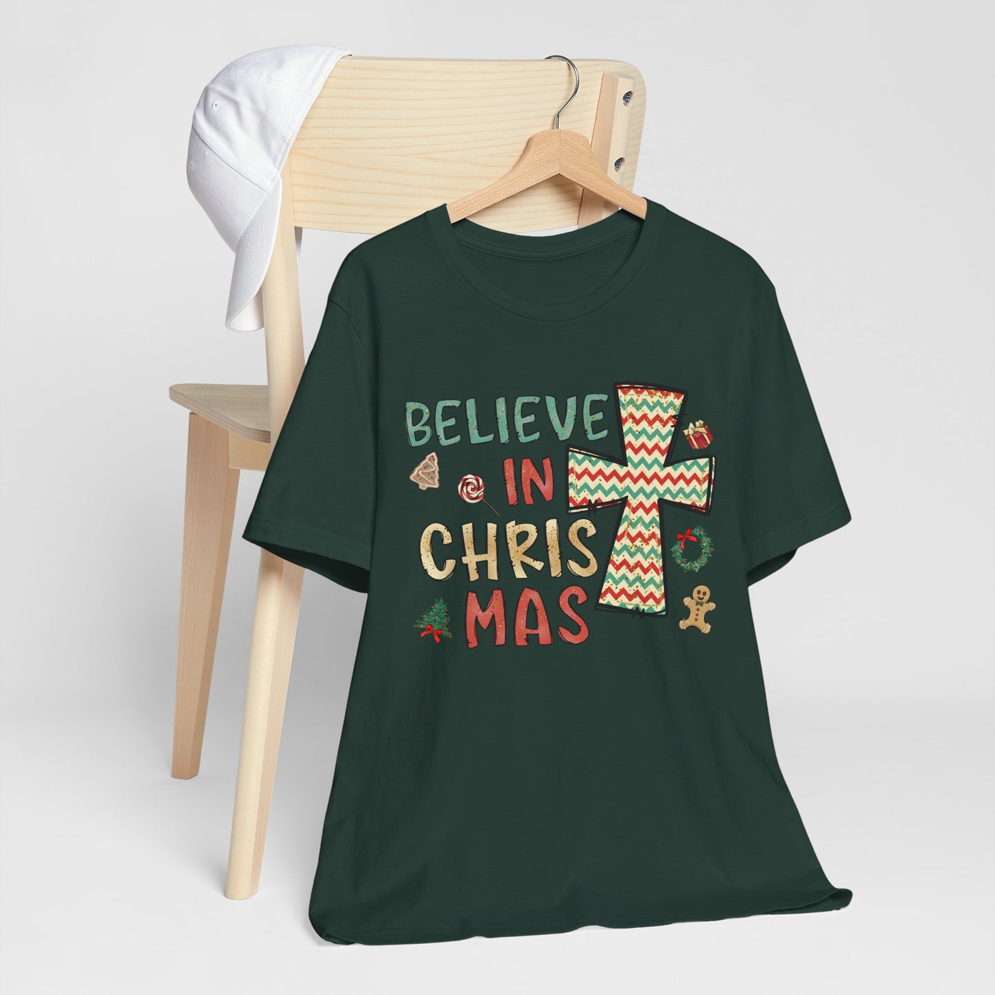 Believe in Christ-Mas Shirt – Retro Christian Jesus Vintage Holiday Faith Tee
