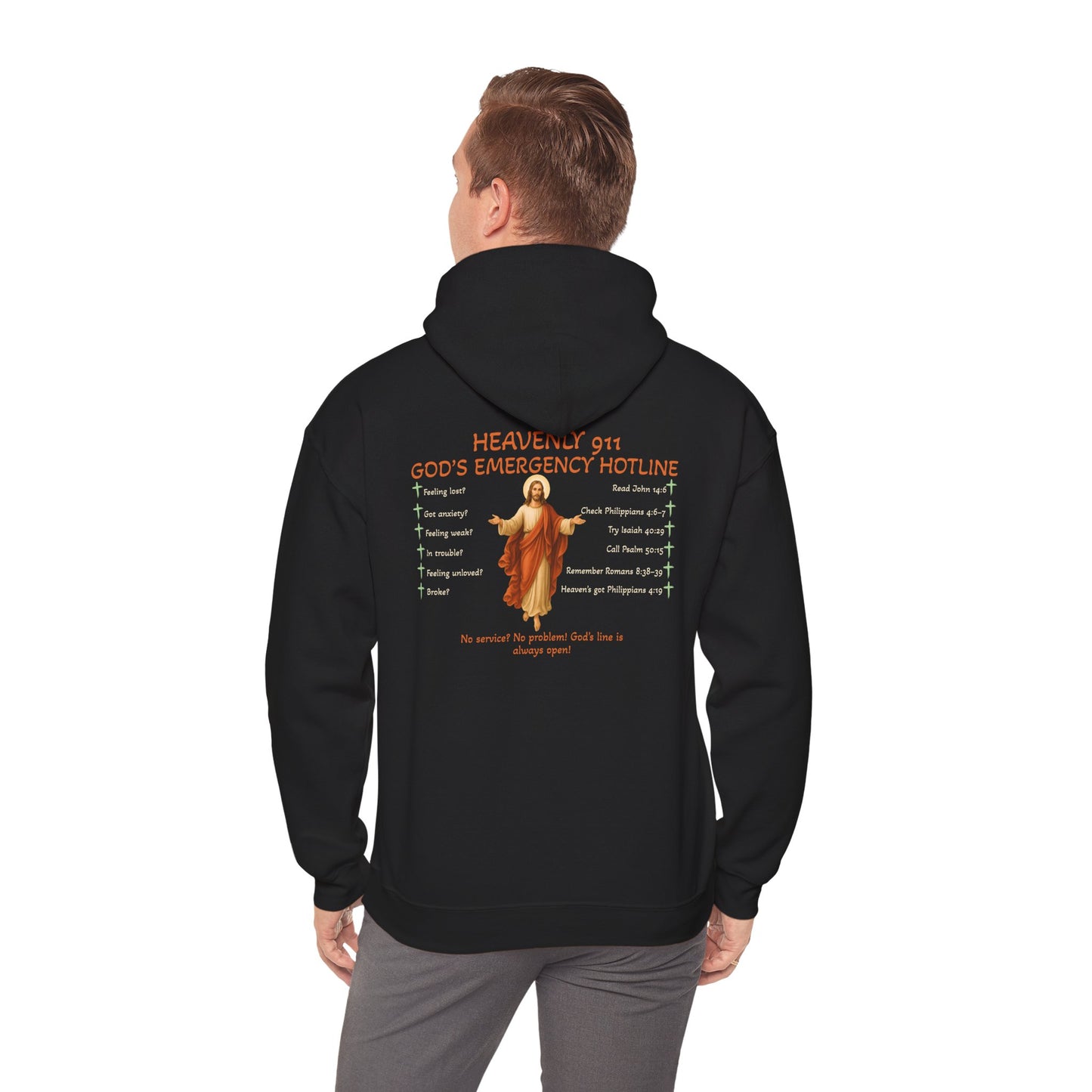 Heavenly 911 Hoodie – God’s Emergency Hotline Christian Bible Verse Pullover