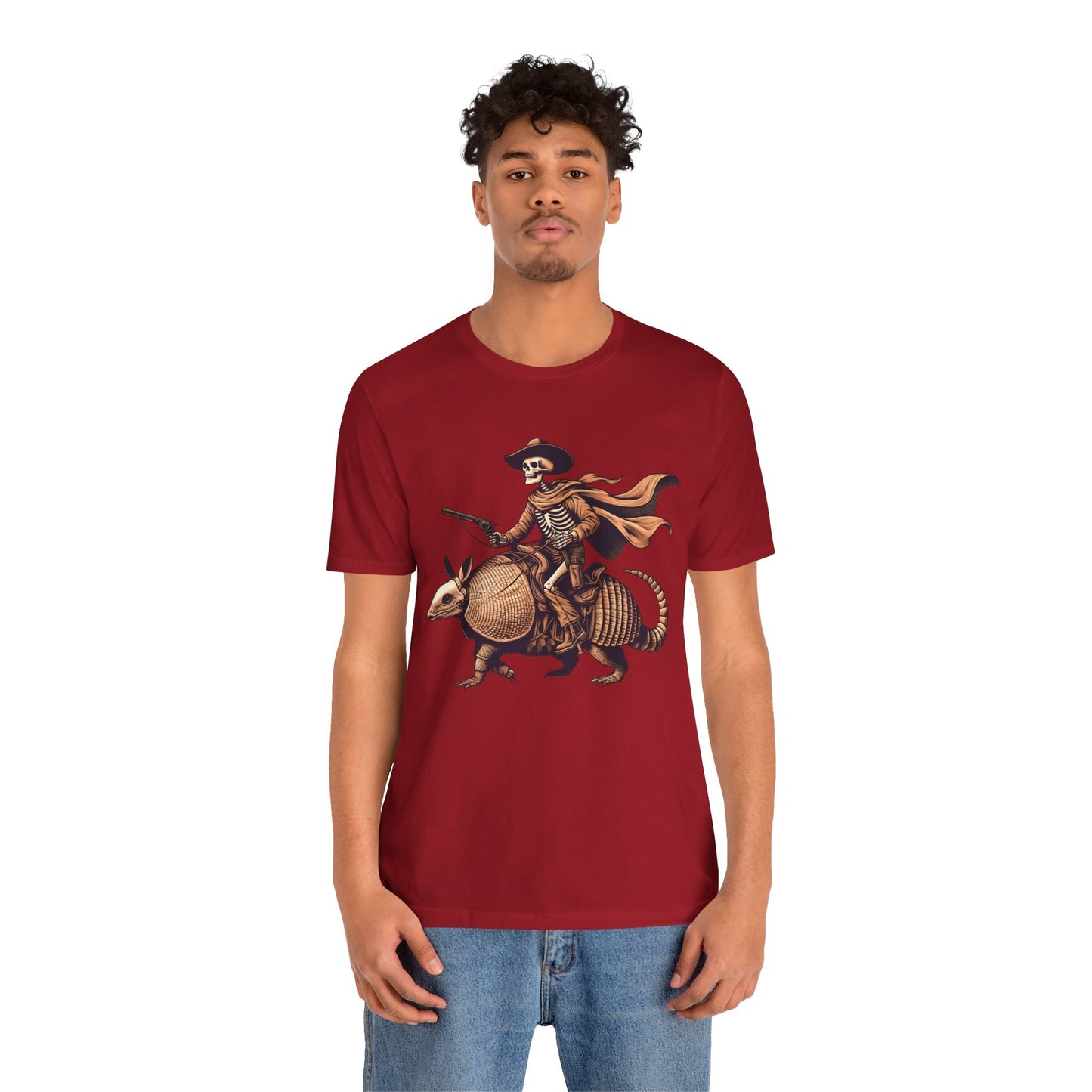 Cowboy Skeleton Riding Armadillo Shirt – Howdy Western Texas Rodeo Tee