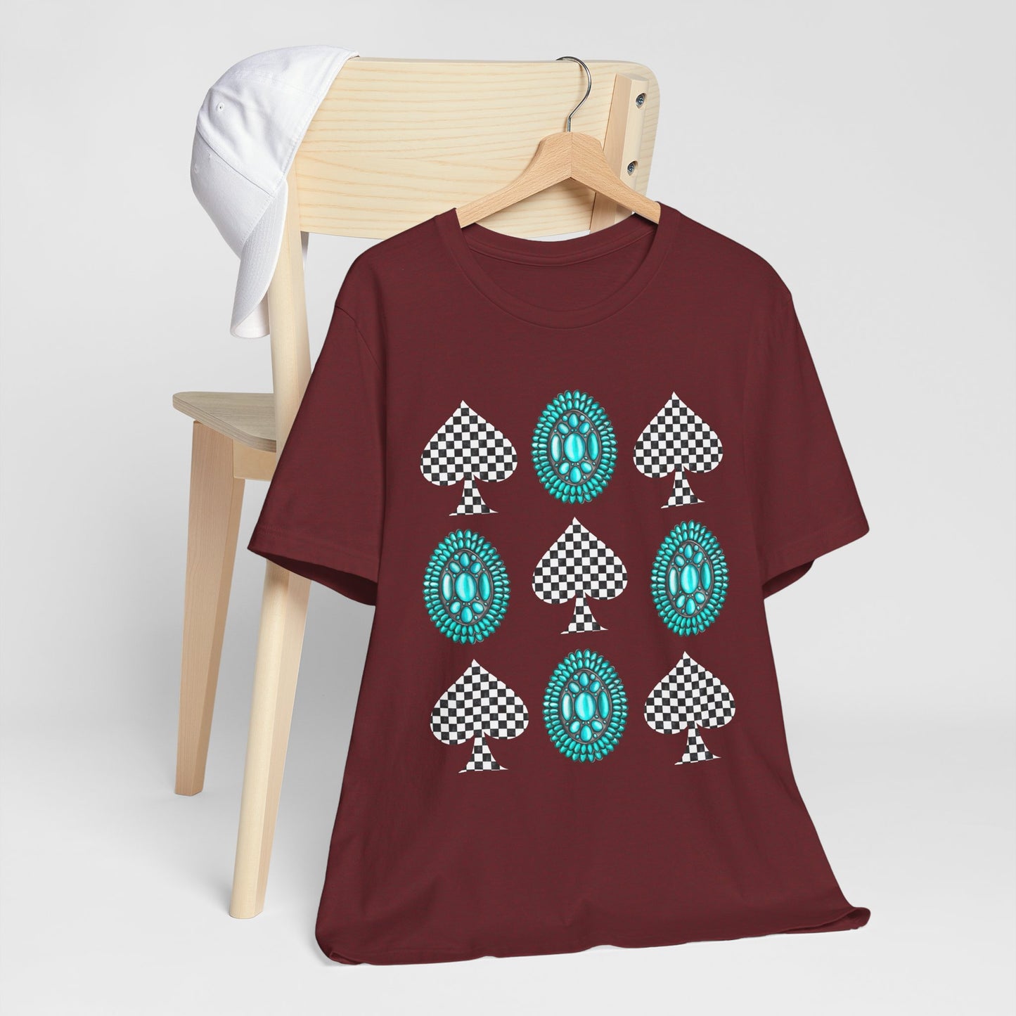 Western Turquoise Stone Shirt – Gemstone Playing Card Texas Rodeo Tee