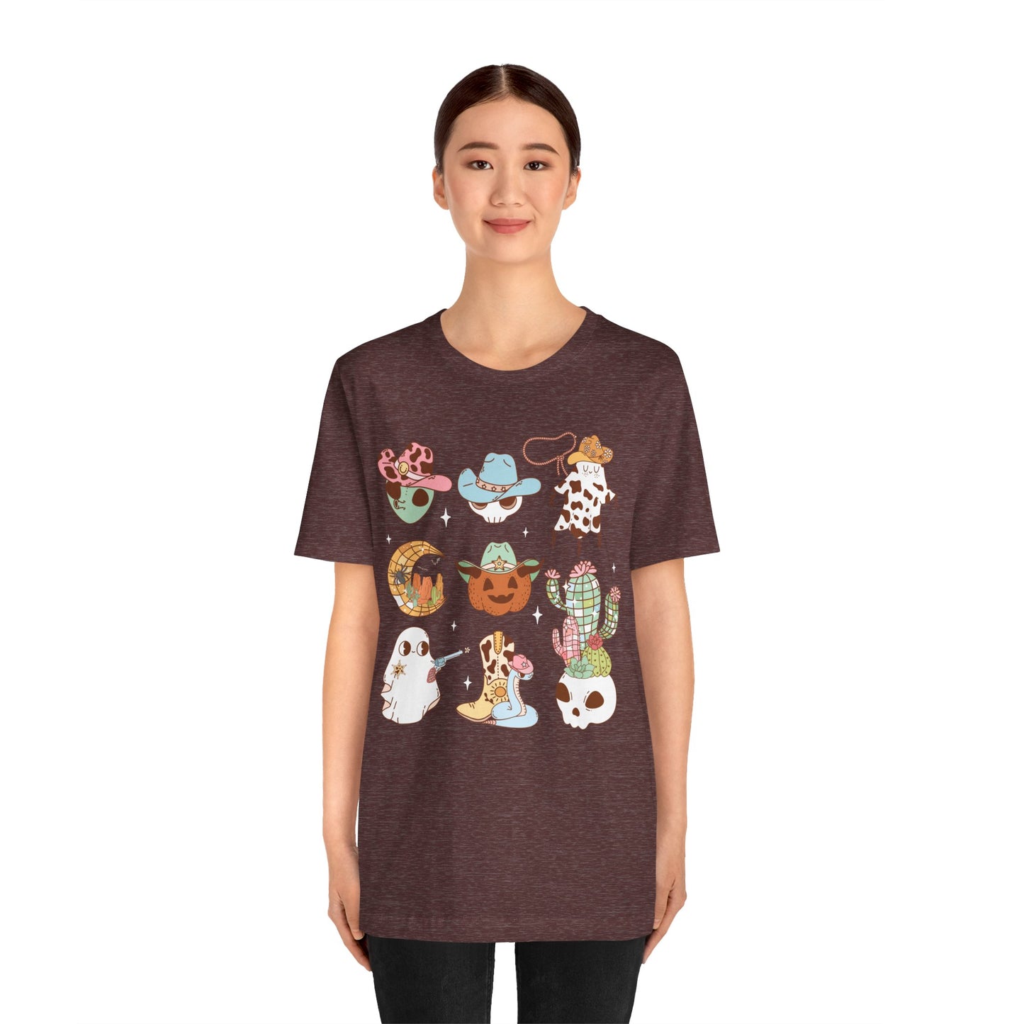 Western Halloween Cowboy Alien Rodeo Skull Spooky Ghost Kids T-Shirt