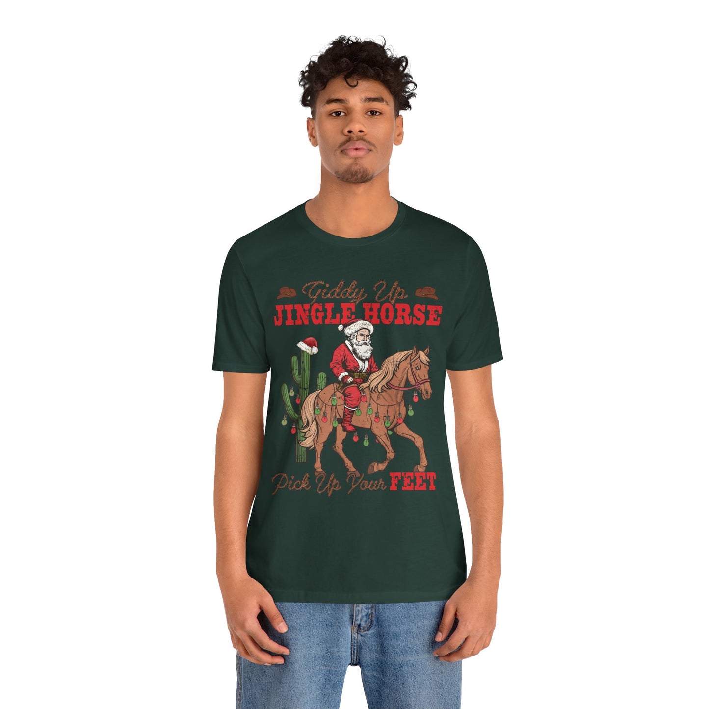 Giddy Up Jingle Horse Shirt – Retro Howdy Christmas Western Cowboy Holiday Tee