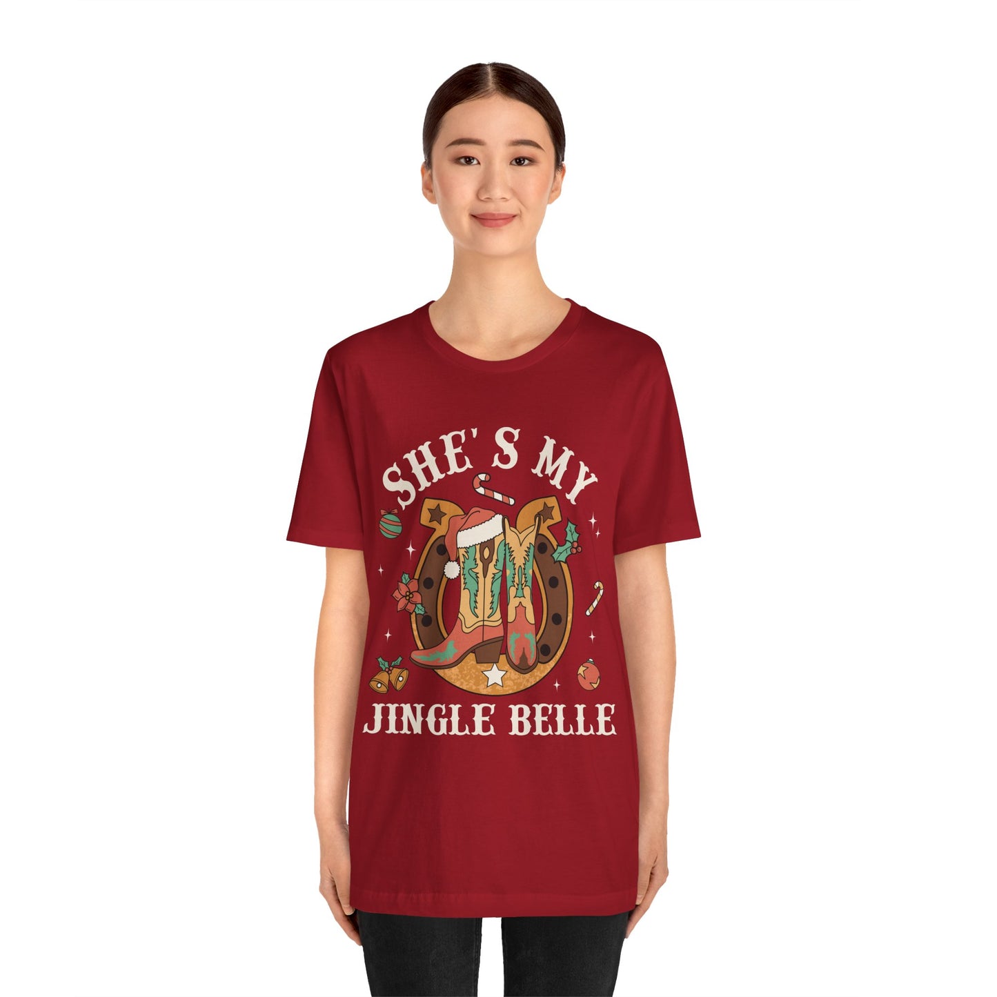 She’s My Jingle Bell Shirt – Cute Western Cowboy Cowgirl Matching Christmas Tee