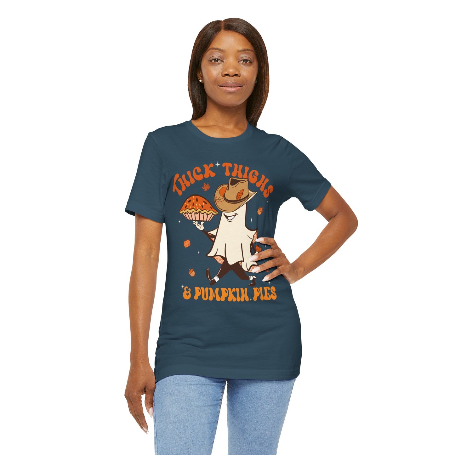 Thick Thighs Pumpkin Pies Shirt – Funny Howdy Ghost Western Halloween Tee