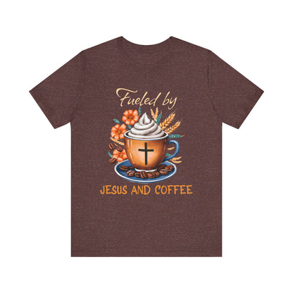 Fueled by Jesus & Coffee Shirt – Christian Faith God Cross Cup Tee