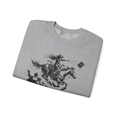 Cowgirl Riding Horse Sweatshirt – Christian Scripture Western Rodeo Texas Pullover