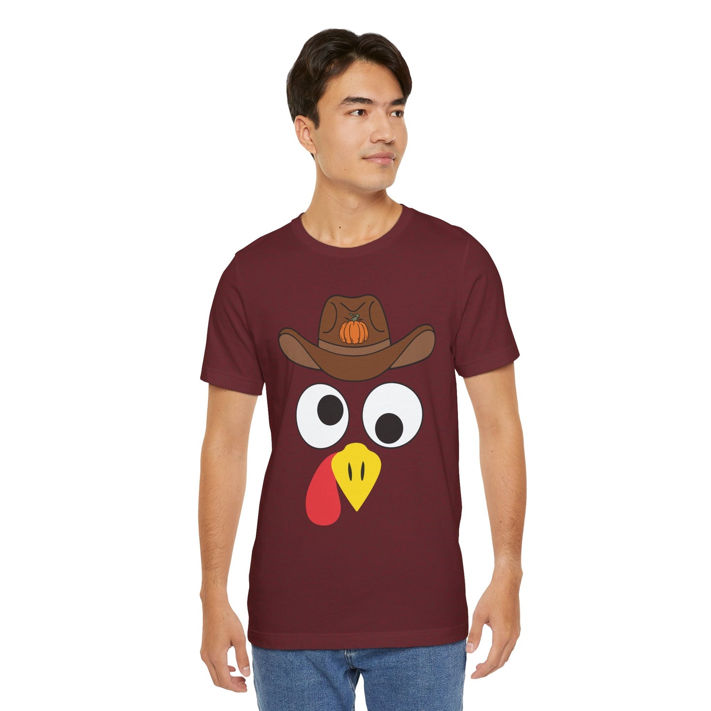 Thanksgiving Couples Turkey Face Shirt – Funny Cowboy & Cowgirl Matching Tee