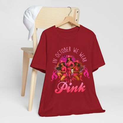 In October We Wear Pink Shirt – Western Cowgirl Breast Cancer Awareness Tee