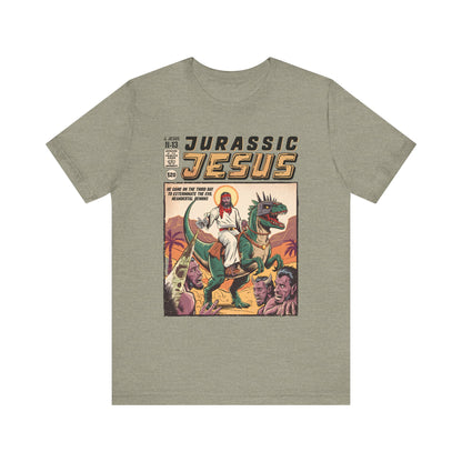 Jurassic Jesus Shirt – Dino-Riding Savior Comic Book Christian Tee