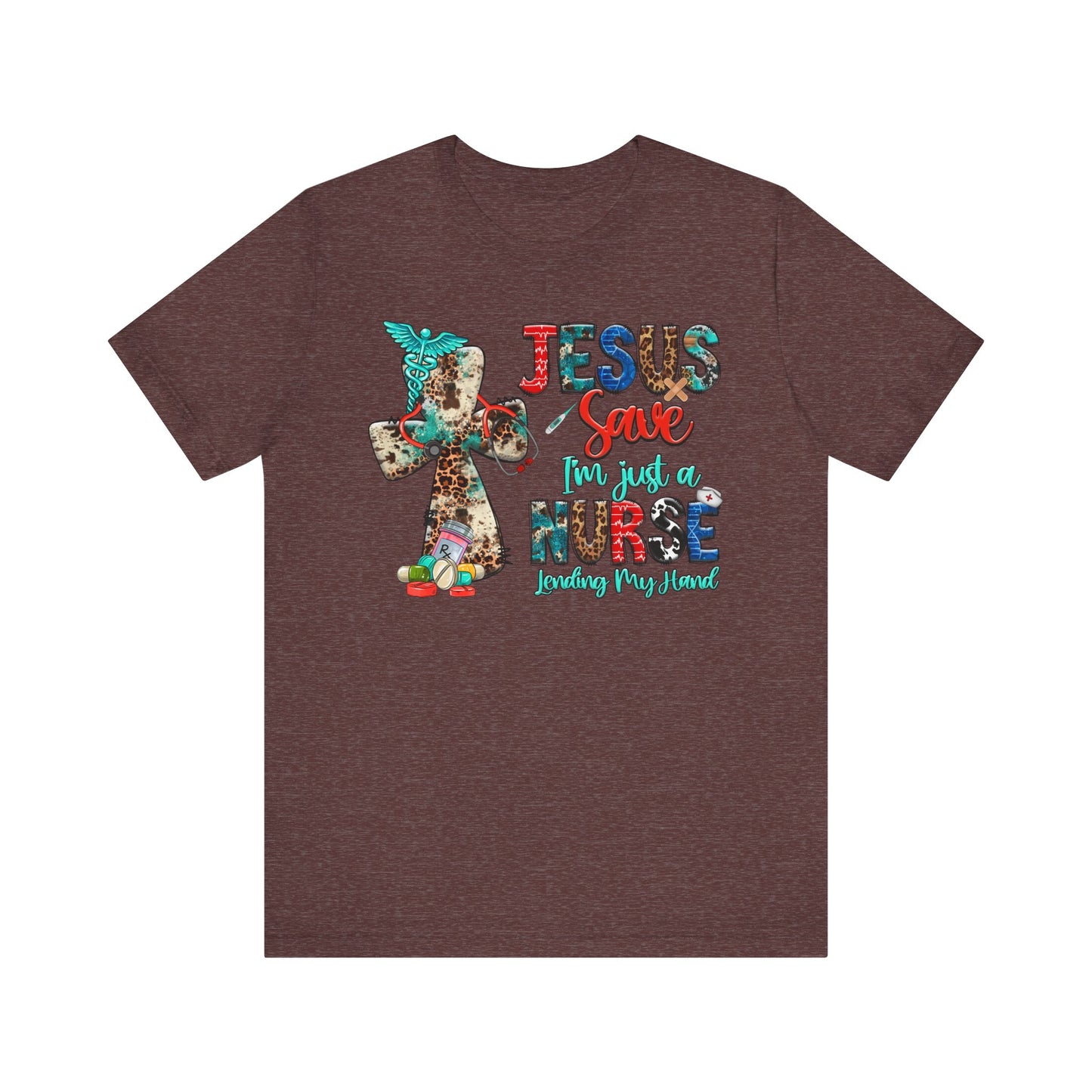 Jesus Save I’m Just a Nurse Shirt – Christian Leopard Print Western Faith Nurse Tee