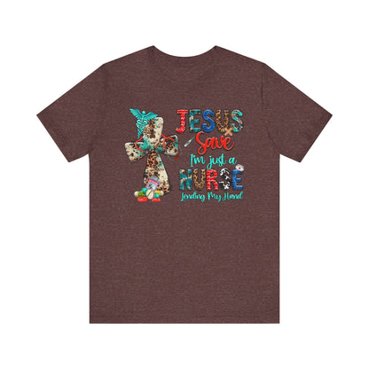 Jesus Save I’m Just a Nurse Shirt – Christian Leopard Print Western Faith Nurse Tee