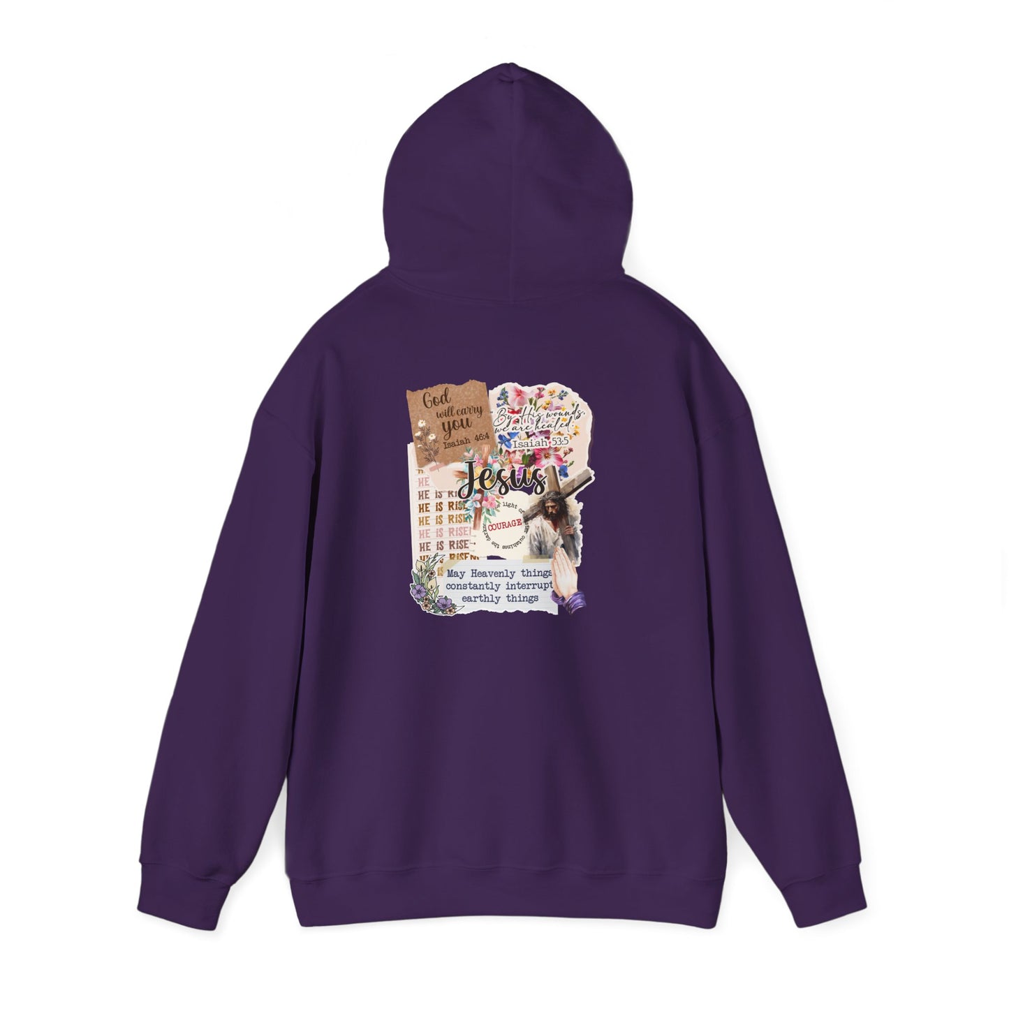Jesus Collage Floral Hoodie – Christian Faith Bible Verses Cross Pullover
