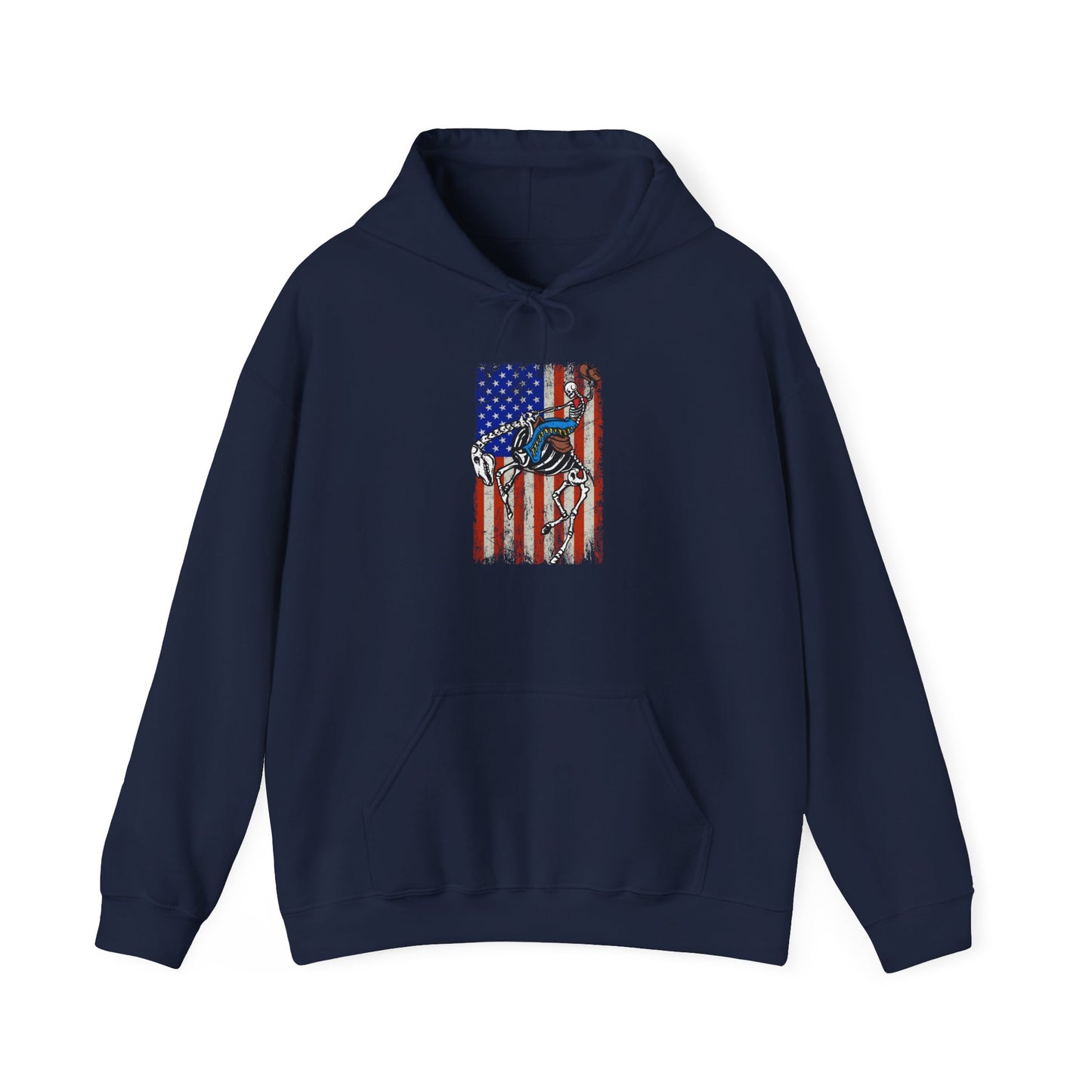 US Flag Skeleton Cowboy Hoodie – Western Horse Riding Rodeo Pullover