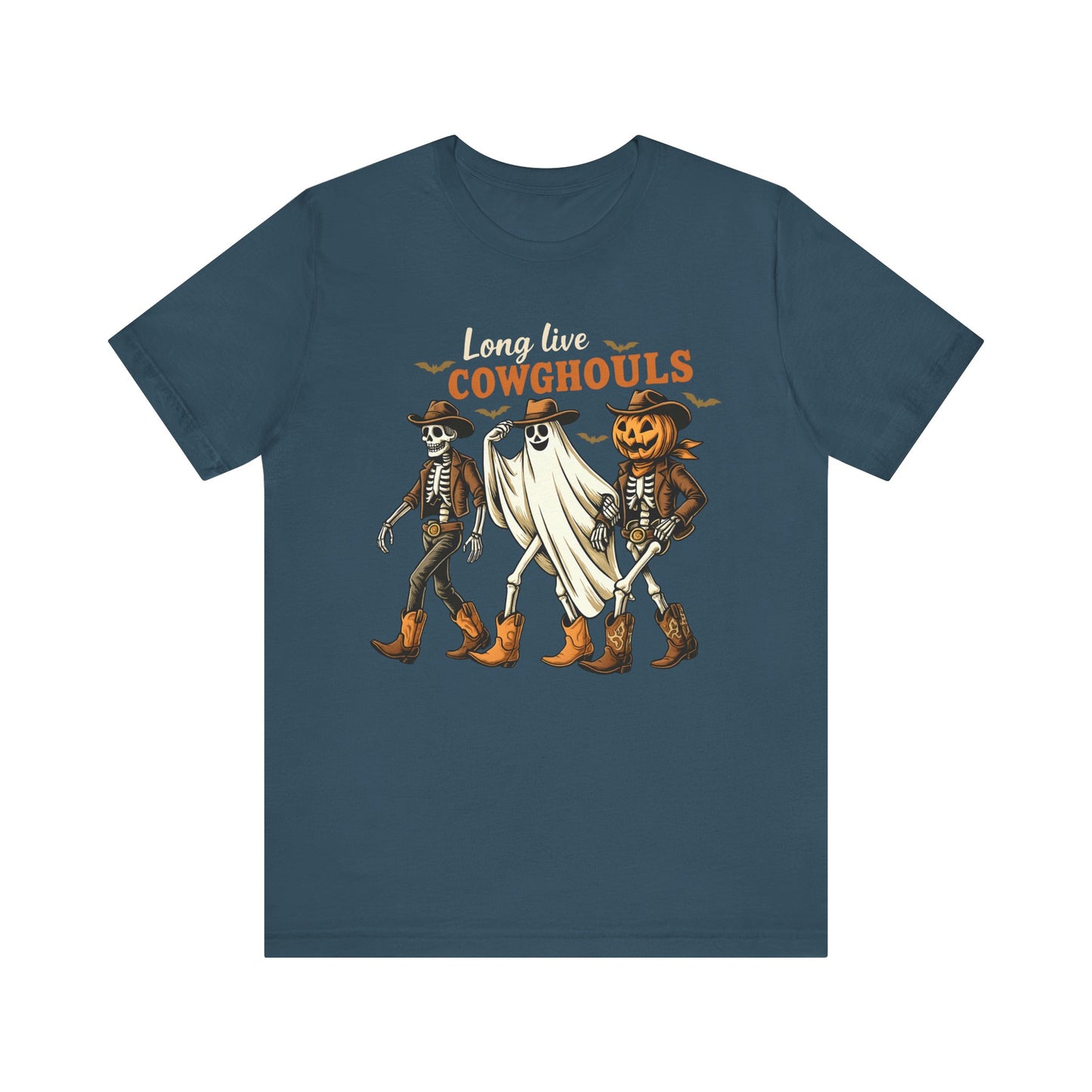 Long Live Cowghouls Shirt Western Halloween Skeleton Ghost Pumpkin Tee, Spooky Cowgirl Fall Outfit