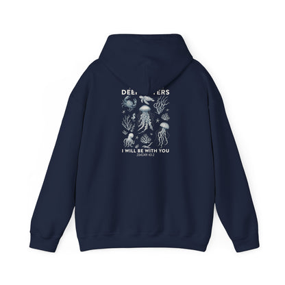 Deep Waters Hoodie – Isaiah 43:2 Christian Ocean Bible Verse Pullover
