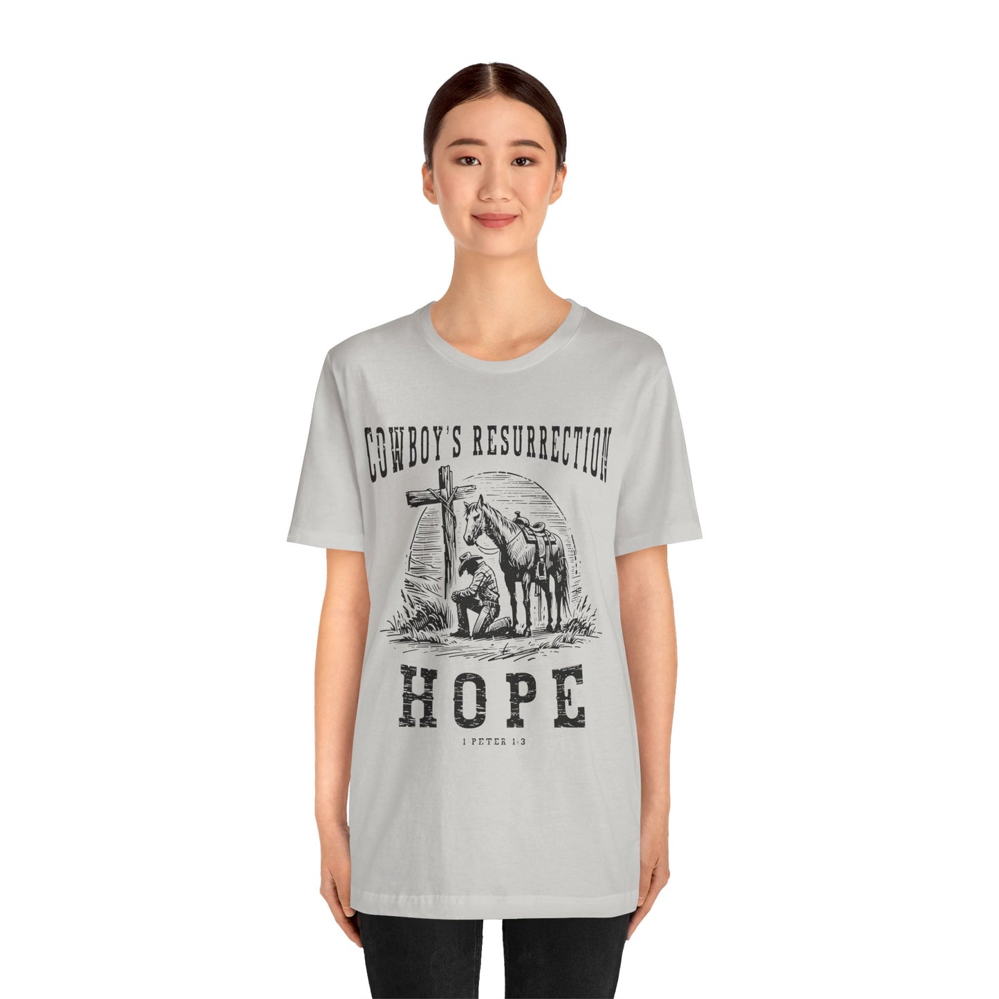 Cowboy’s Resurrection Hope Shirt – Christian Cross Western Rodeo Tee