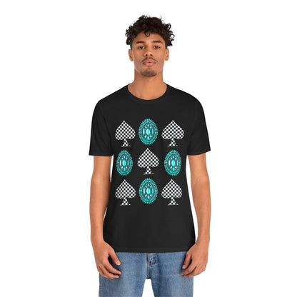 Western Turquoise Stone Shirt – Gemstone Playing Card Texas Rodeo Tee